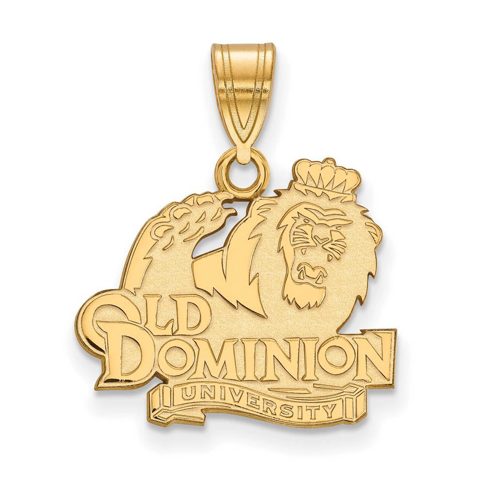 14k Gold Plated Silver Old Dominion U. Medium Logo Pendant, Item P24650 by The Black Bow Jewelry Co.