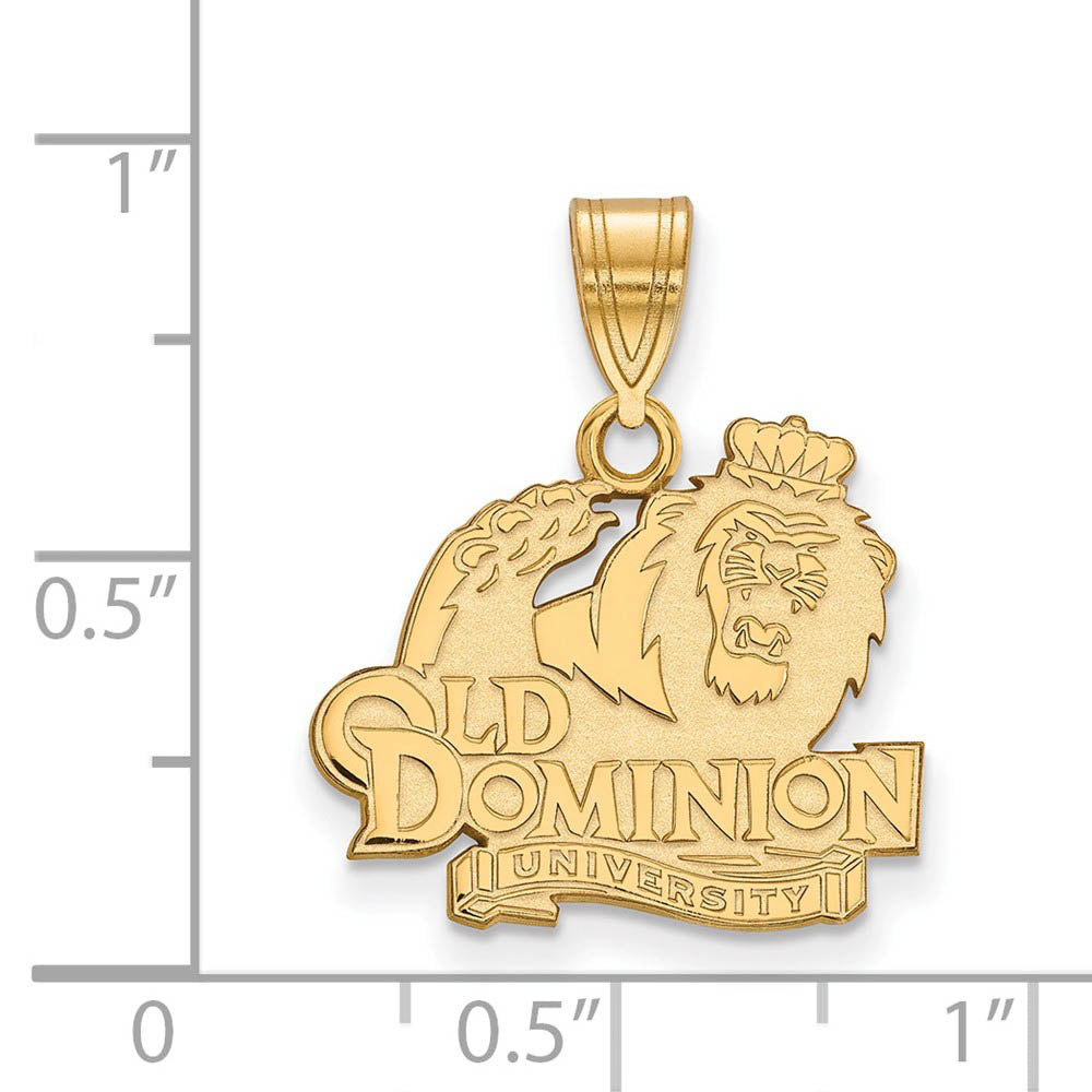 Alternate view of the 14k Gold Plated Silver Old Dominion U. Medium Logo Pendant by The Black Bow Jewelry Co.