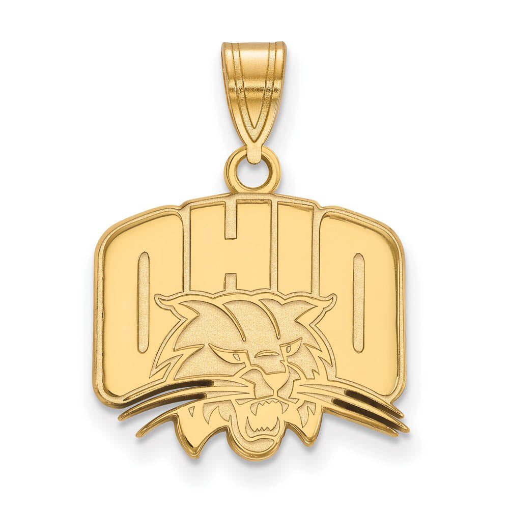 14k Gold Plated Silver Ohio U. Medium Pendant, Item P24653 by The Black Bow Jewelry Co.