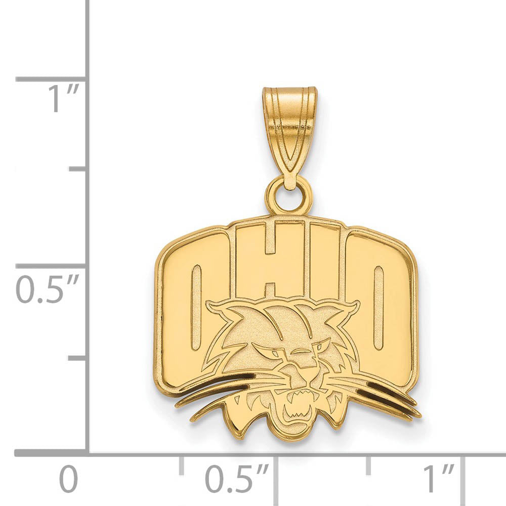 Alternate view of the 14k Gold Plated Silver Ohio U. Medium Pendant by The Black Bow Jewelry Co.