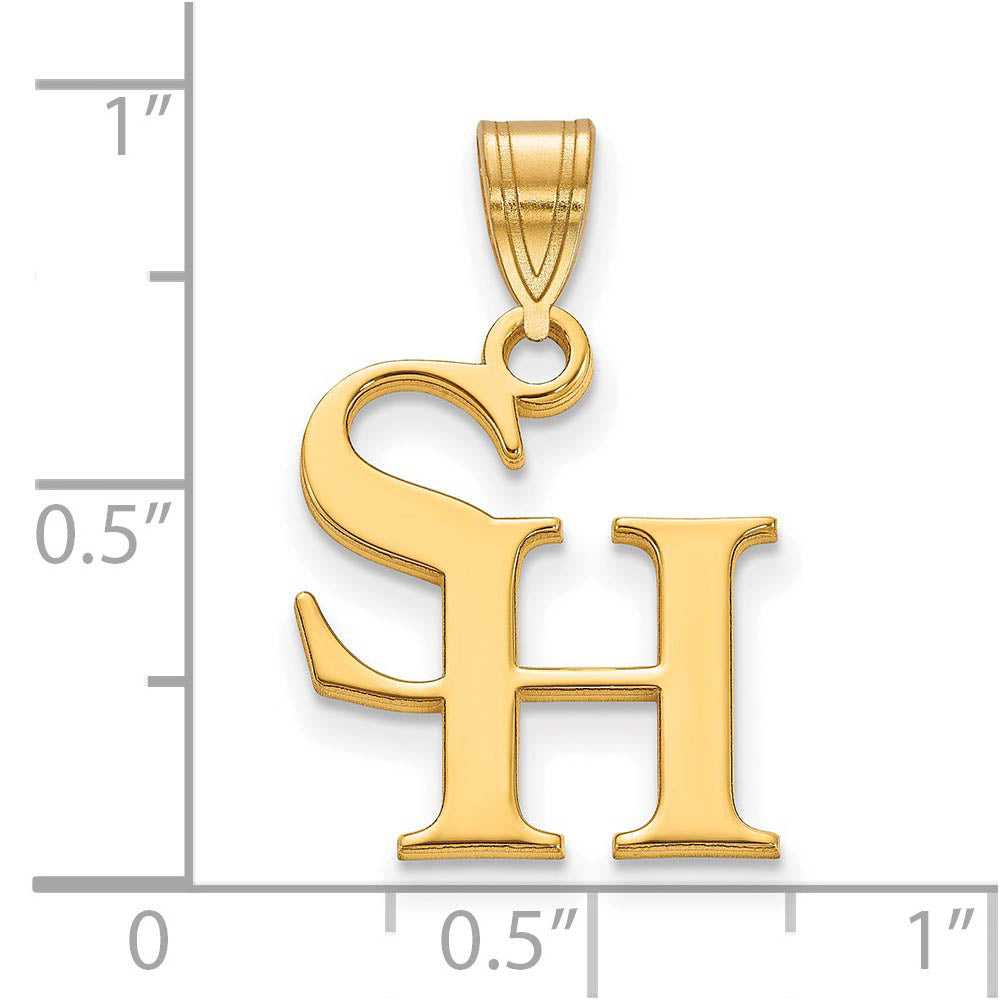 Alternate view of the 14k Gold Plated Silver Sam Houston State Medium Pendant by The Black Bow Jewelry Co.