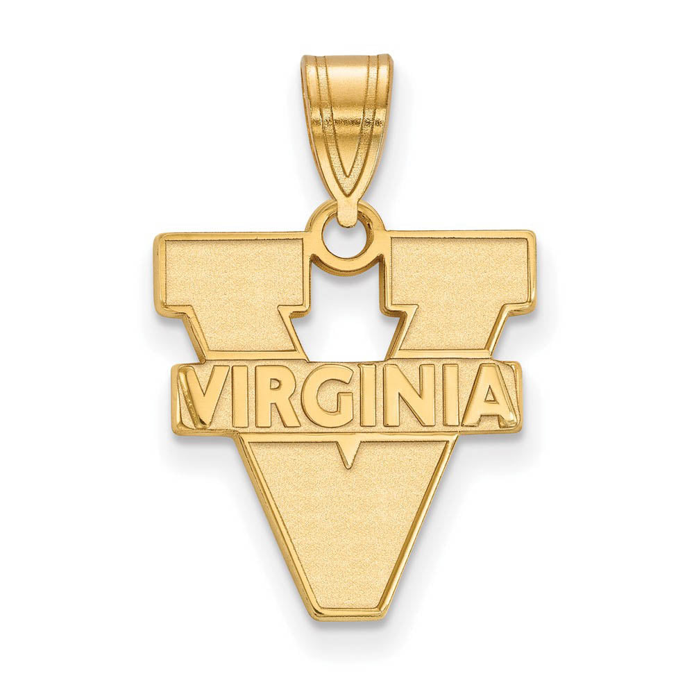 14k Gold Plated Silver U. of Virginia Medium 'V' Logo Pendant, Item P24691 by The Black Bow Jewelry Co.