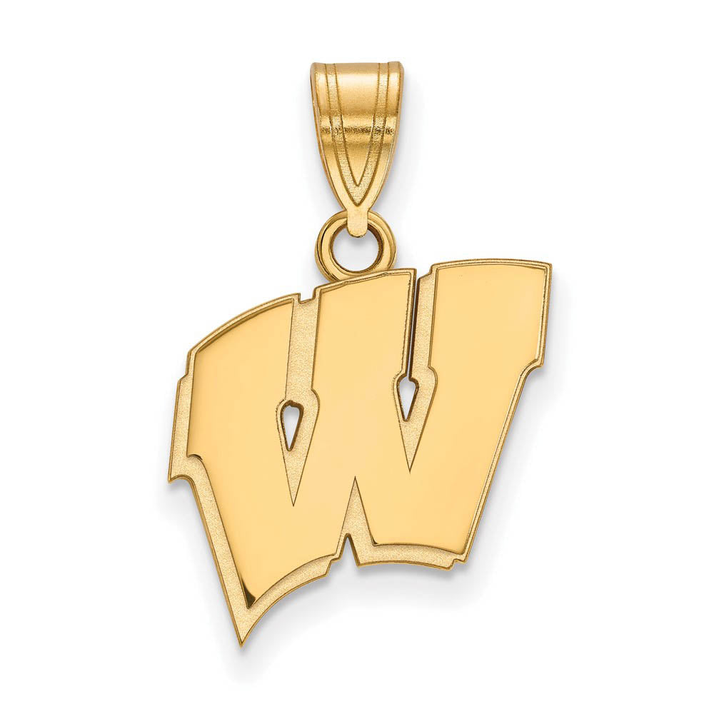 14k Gold Plated Silver U. of Wisconsin Medium Initial W Pendant, Item P24693 by The Black Bow Jewelry Co.
