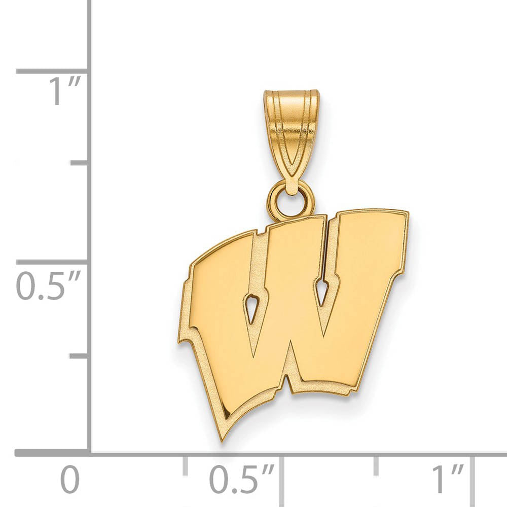 Alternate view of the 14k Gold Plated Silver U. of Wisconsin Medium Initial W Pendant by The Black Bow Jewelry Co.