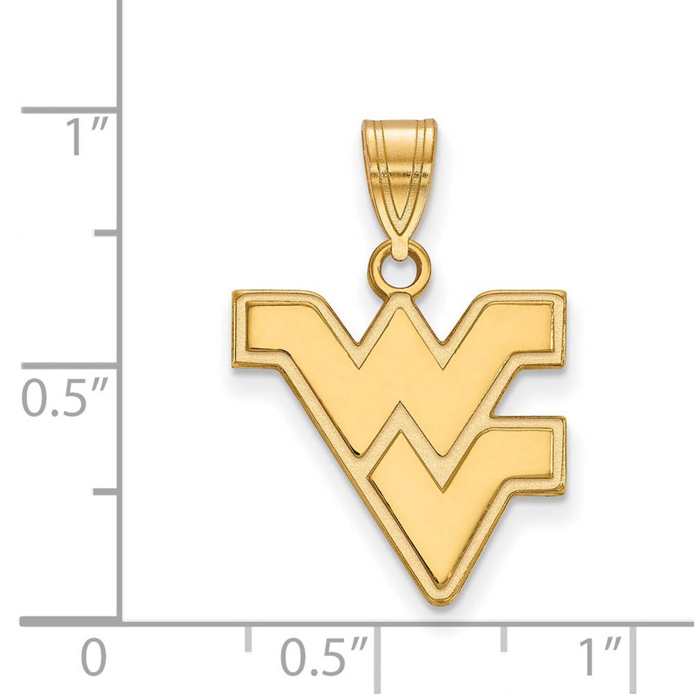 Alternate view of the 14k Gold Plated Silver West Virginia U. Medium Logo Pendant by The Black Bow Jewelry Co.