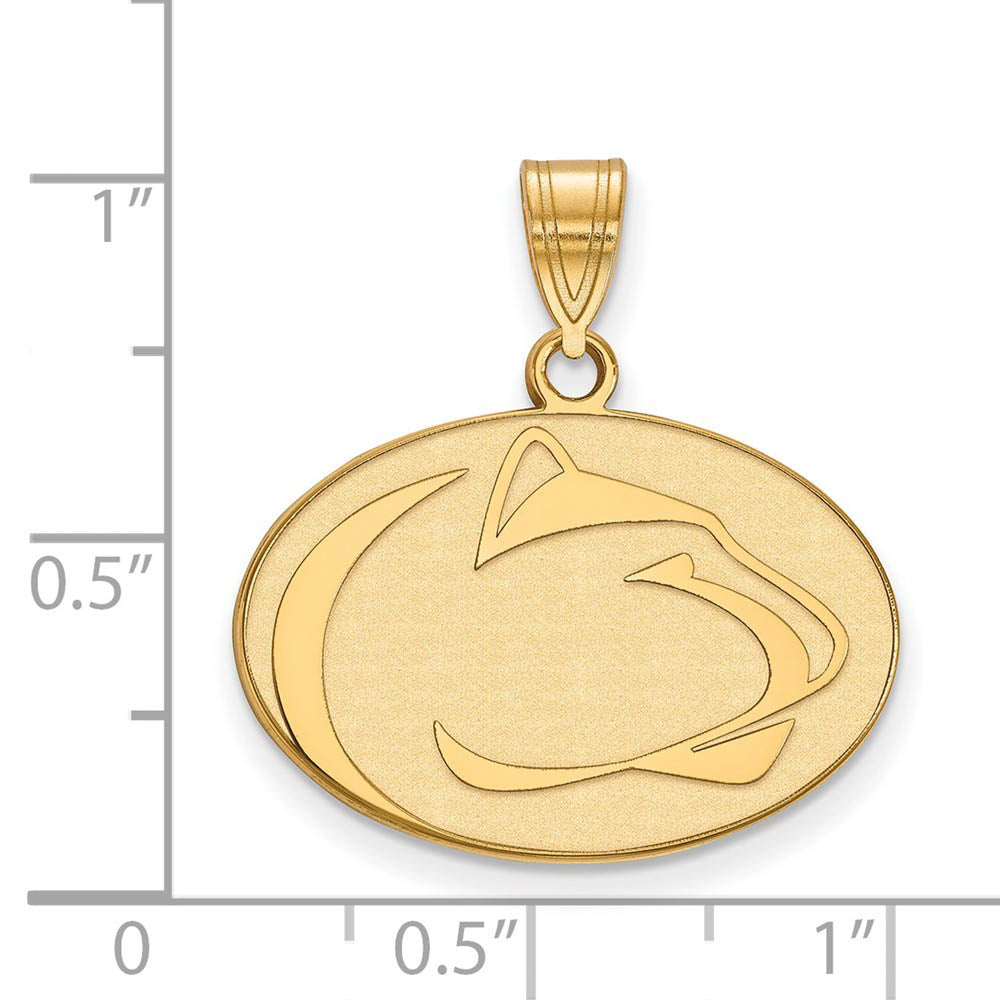 Alternate view of the 14k Gold Plated Silver Penn State Medium Pendant by The Black Bow Jewelry Co.