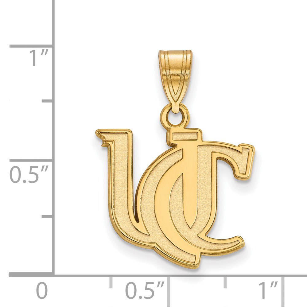 Alternate view of the 14k Gold Plated Silver U. of Cincinnati Medium 'UC' Pendant by The Black Bow Jewelry Co.