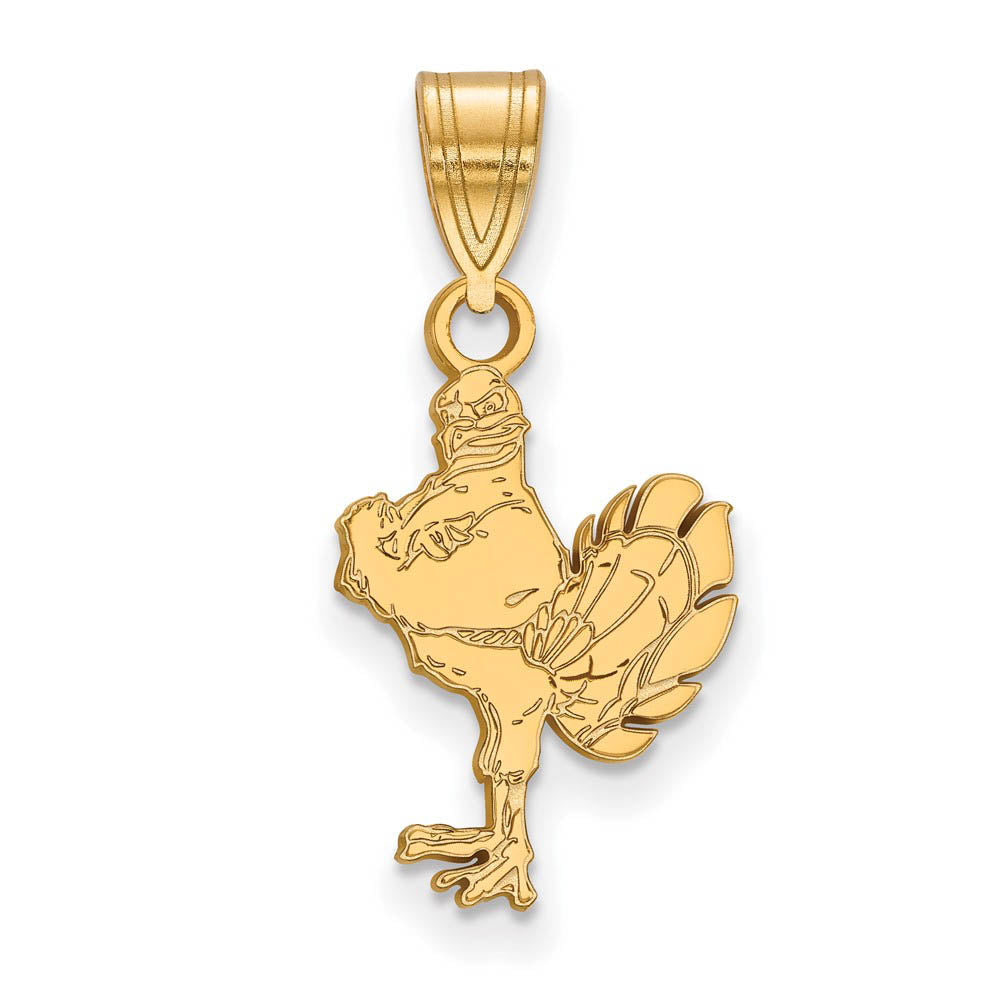 14k Gold Plated Silver Virginia Tech Medium Mascot Logo Pendant, Item P25327 by The Black Bow Jewelry Co.