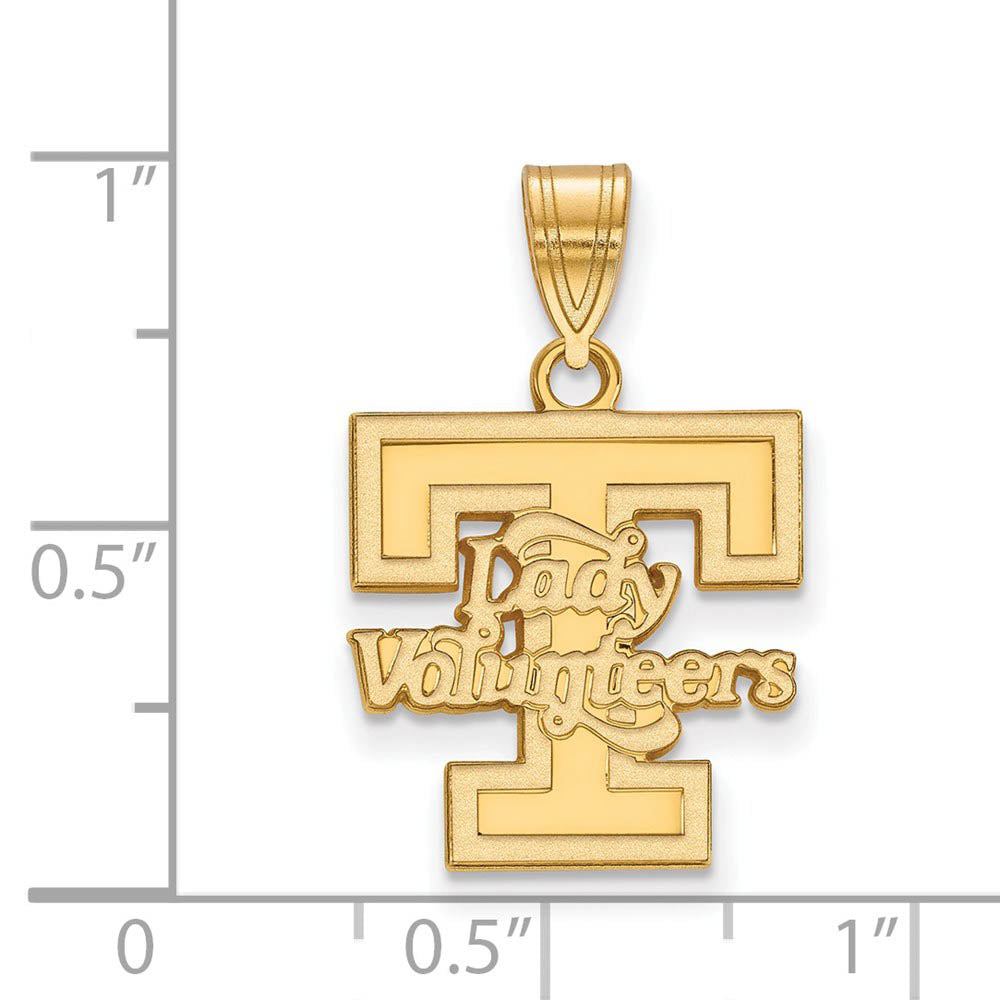 Alternate view of the 14k Gold Plated Silver U. of Tennessee Medium 'T' Logo Pendant by The Black Bow Jewelry Co.