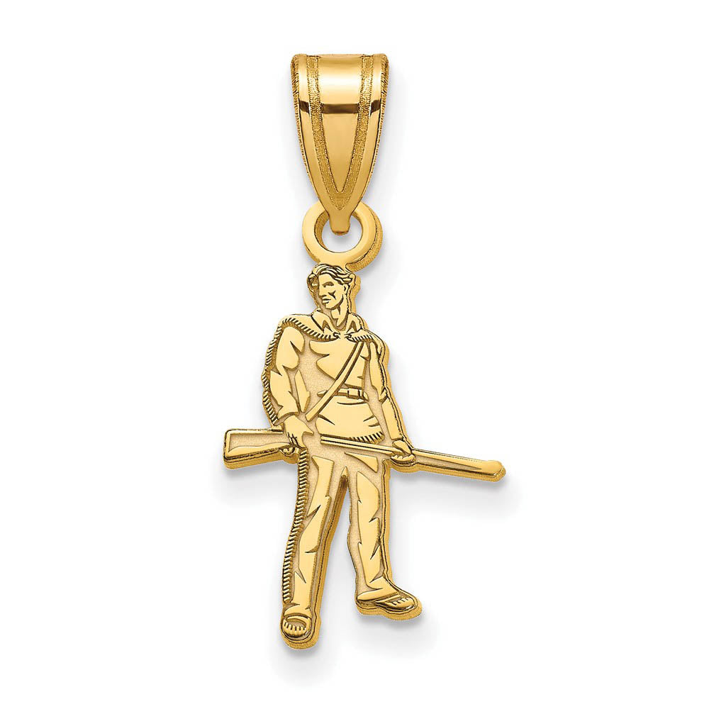 14k Gold Plated Silver West Virginia U. Medium Mascot Pendant, Item P25361 by The Black Bow Jewelry Co.