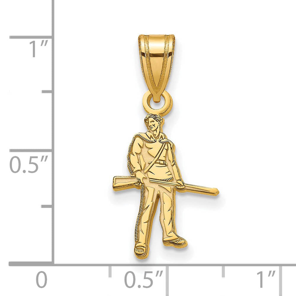 Alternate view of the 14k Gold Plated Silver West Virginia U. Medium Mascot Pendant by The Black Bow Jewelry Co.