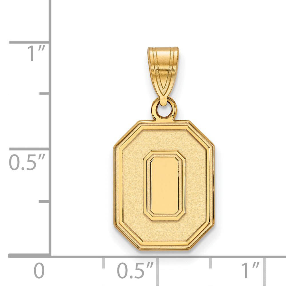 Alternate view of the 14k Gold Plated Silver Ohio State Medium 'O' Pendant by The Black Bow Jewelry Co.