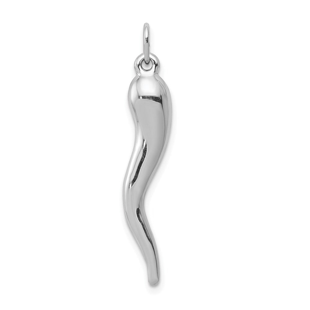 14k White Gold Italian Horn Pendant, 5 x 33mm, Item P26455 by The Black Bow Jewelry Co.