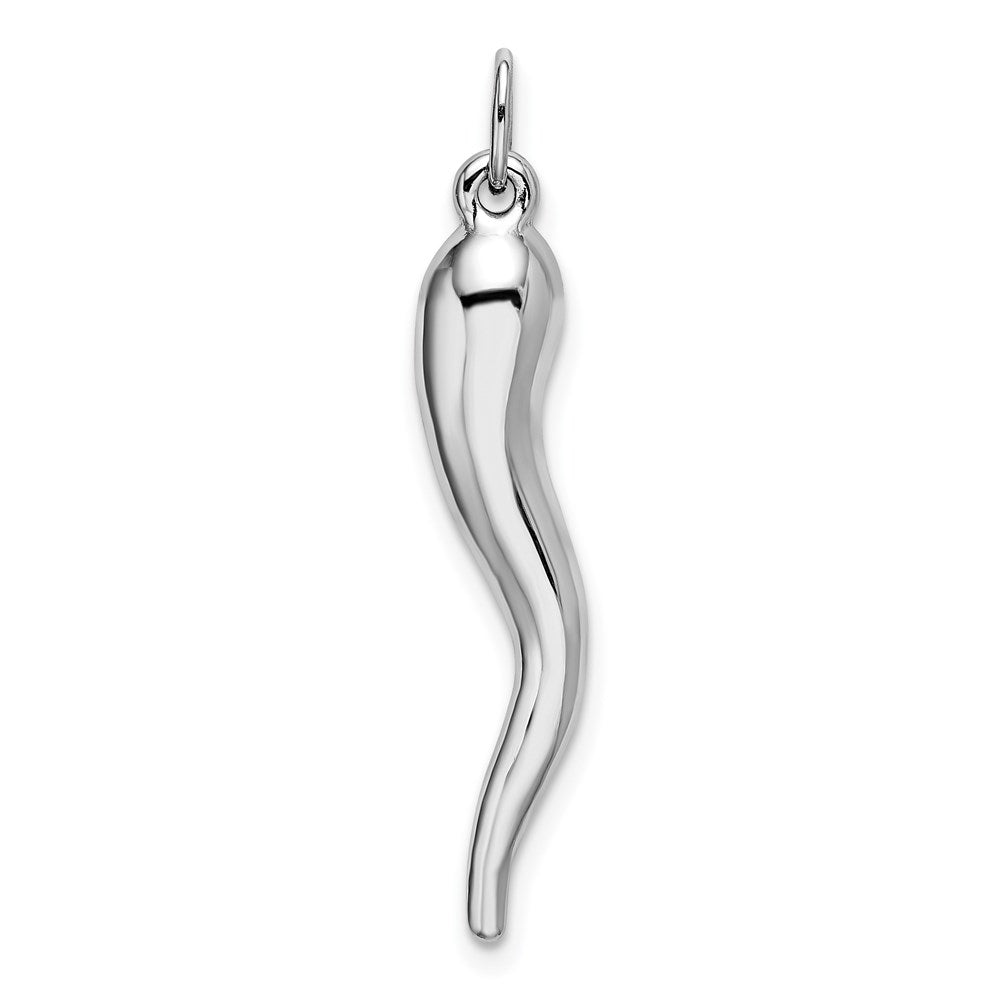 Alternate view of the 14k White Gold Italian Horn Pendant, 5 x 33mm by The Black Bow Jewelry Co.