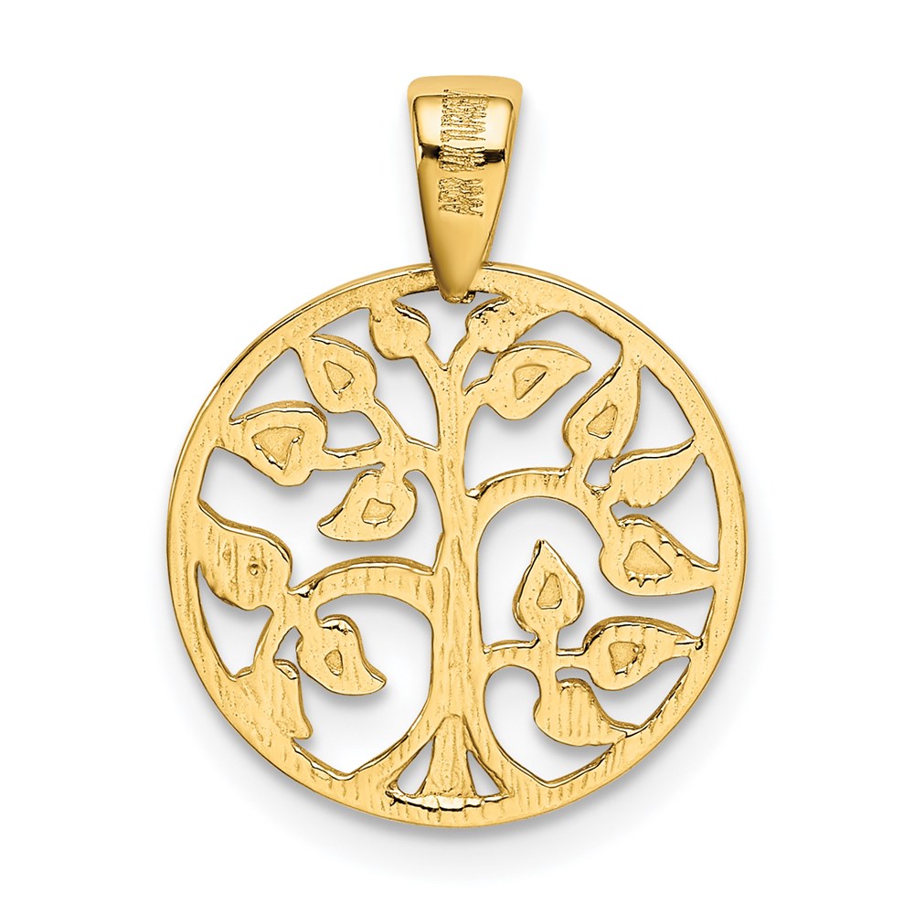 Alternate view of the 14k Yellow Gold Heart Leaf Tree of Life Pendant, 15mm (9/16 inch) by The Black Bow Jewelry Co.