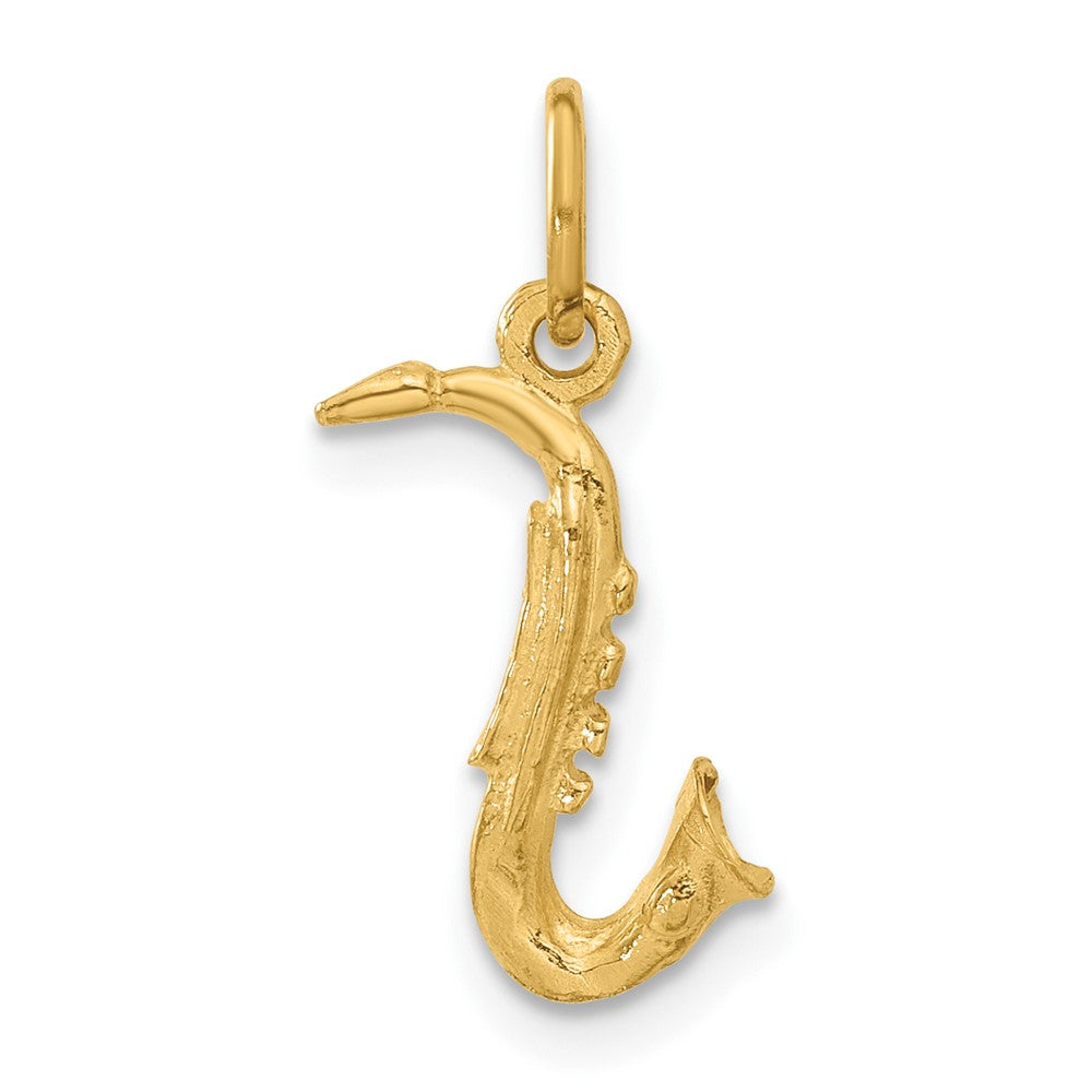 Alternate view of the 14k Yellow Gold Small 3D Saxophone Charm or Pendant, 12mm (7/16 inch) by The Black Bow Jewelry Co.
