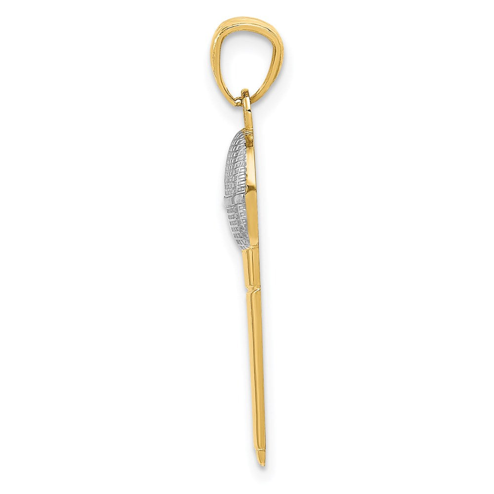 Alternate view of the 14k Yellow Gold and White Rhodium Microphone Pendant, 9 x 29mm by The Black Bow Jewelry Co.