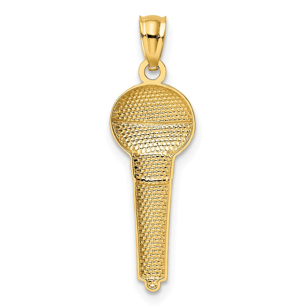 Alternate view of the 14k Yellow Gold and White Rhodium Microphone Pendant, 9 x 29mm by The Black Bow Jewelry Co.