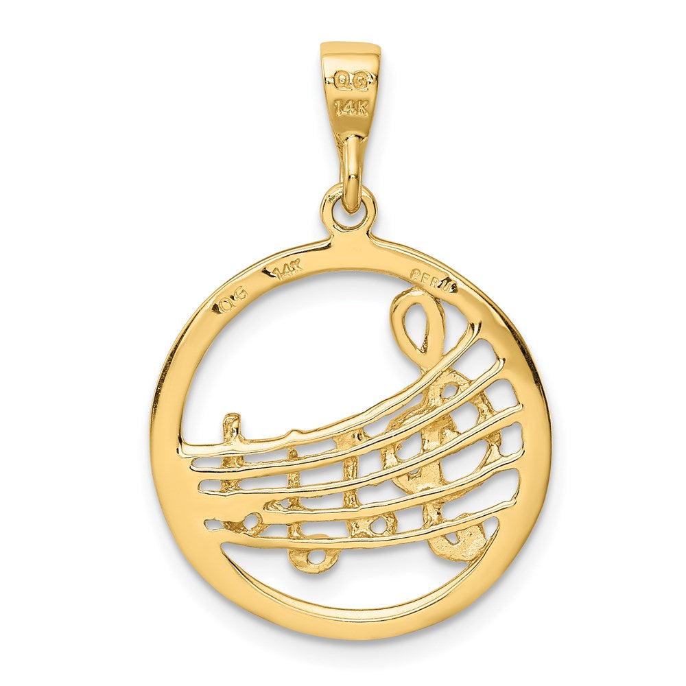 Alternate view of the 14k Yellow Gold Round Musical Chart Pendant, 20mm (3/4 inch) by The Black Bow Jewelry Co.