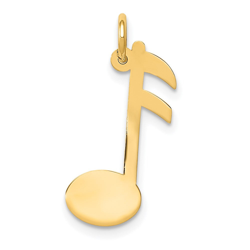 14k Yellow Gold Polished Flat Musical Note Pendant, 11 x 22mm, Item P26753 by The Black Bow Jewelry Co.