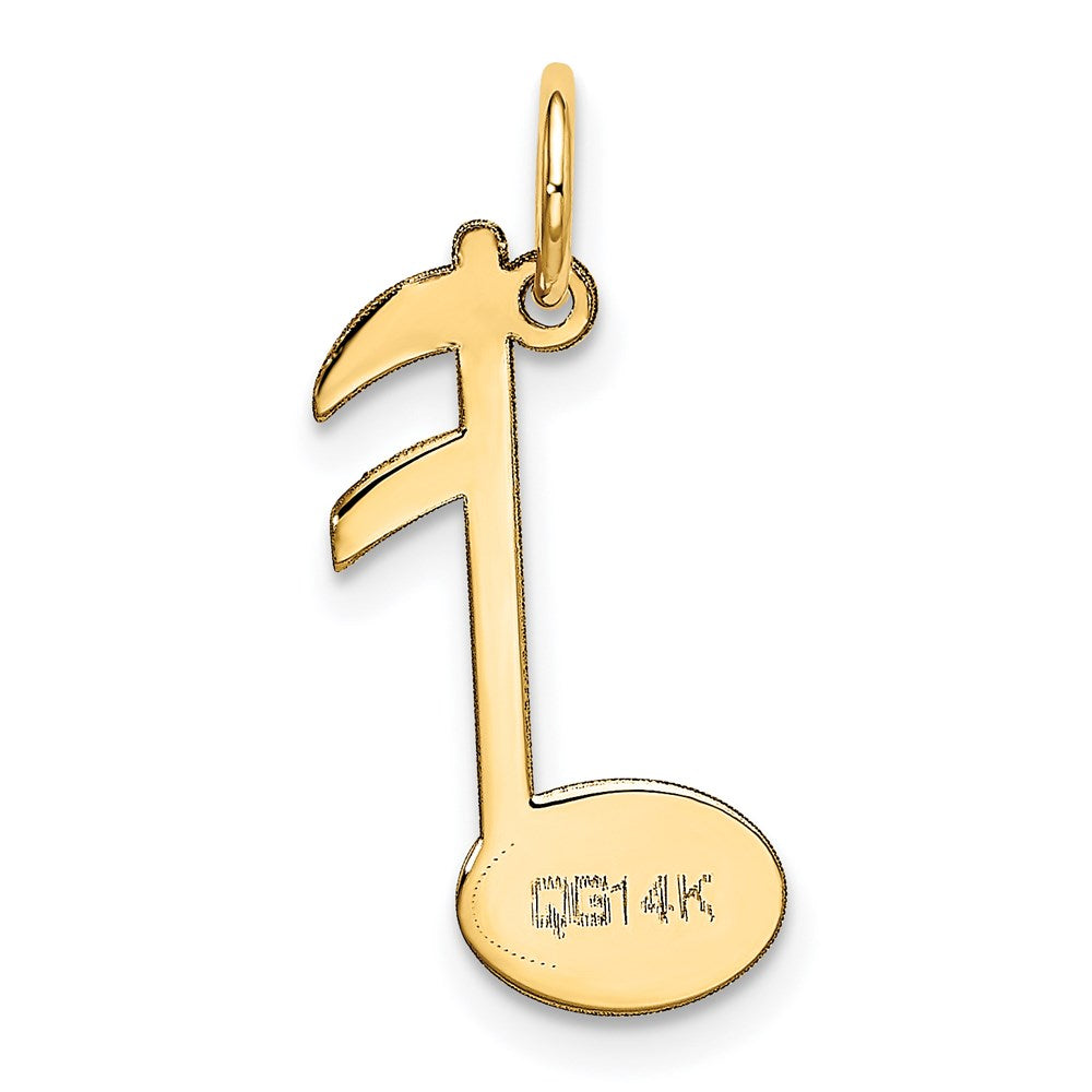 Alternate view of the 14k Yellow Gold Polished Flat Musical Note Pendant, 11 x 22mm by The Black Bow Jewelry Co.