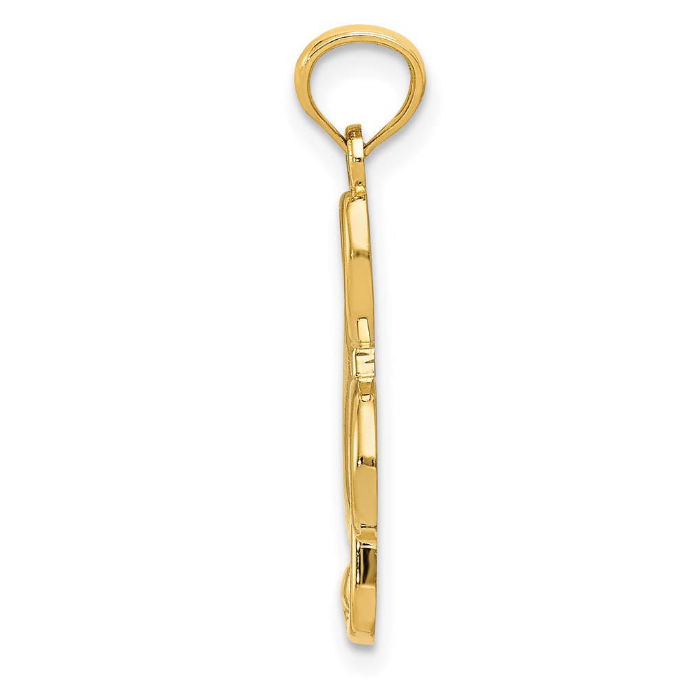 Alternate view of the 14k Yellow Gold Polished Treble Clef Pendant, 9 x 25mm (3/8 x 1 inch) by The Black Bow Jewelry Co.