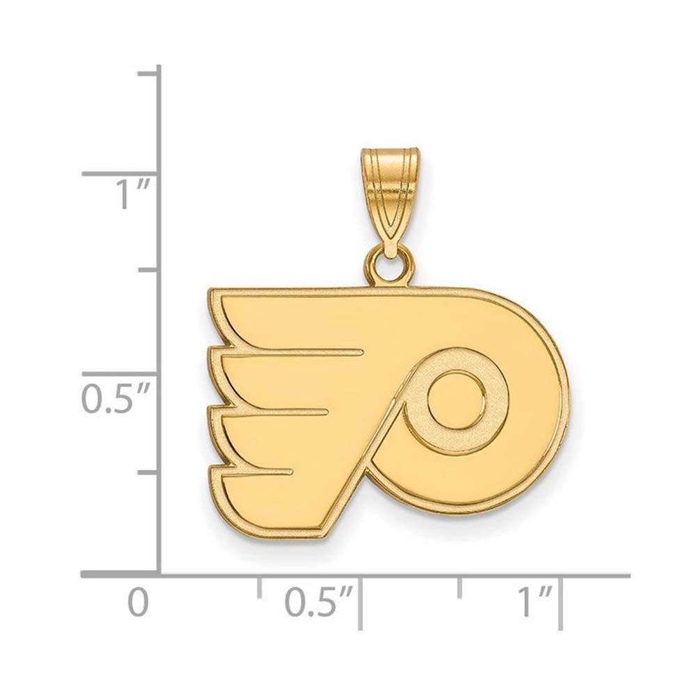 Alternate view of the 10k Yellow Gold NHL Philadelphia Flyers Medium Pendant by The Black Bow Jewelry Co.