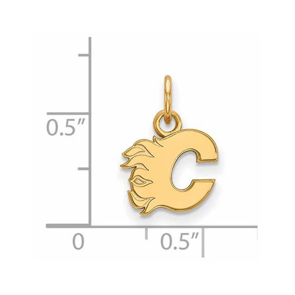 Alternate view of the SS 14k Yellow Gold Plated NHL Calgary Flames XS (Tiny) Charm by The Black Bow Jewelry Co.