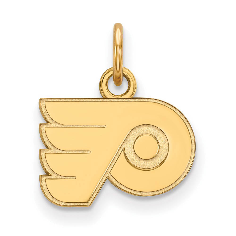 SS 14k Yellow Gold Plated NHL Philadelphia Flyers XS (Tiny) Charm, Item P30039 by The Black Bow Jewelry Co.