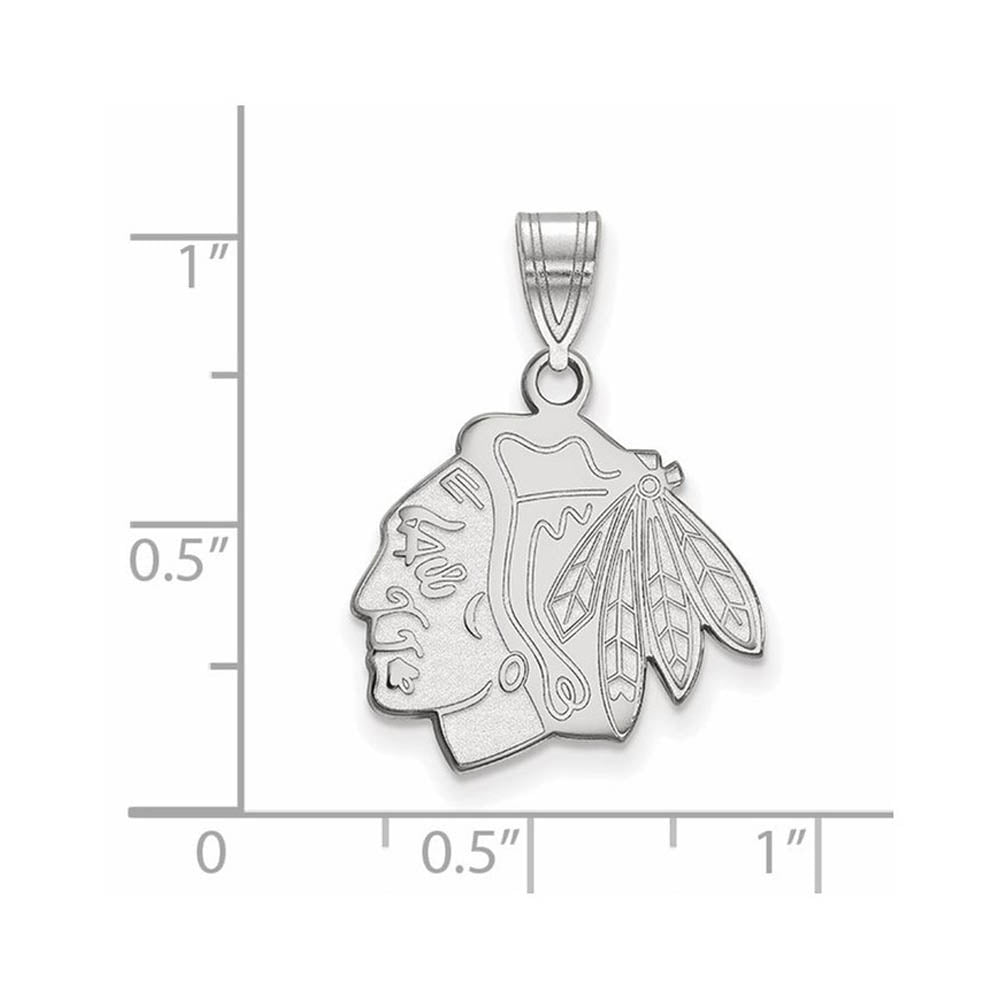 Alternate view of the Sterling Silver NHL Chicago Blackhawks Medium Pendant by The Black Bow Jewelry Co.
