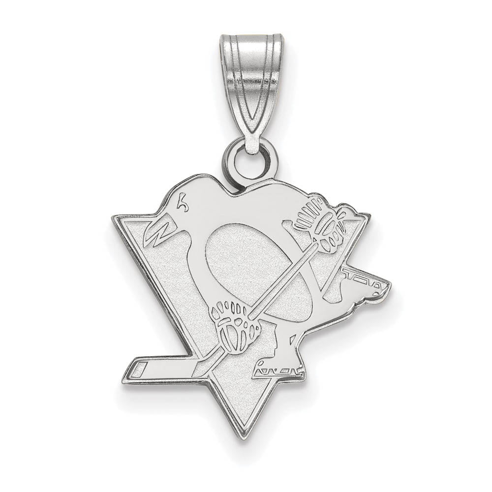 Sterling Silver NHL Pittsburgh Penguins Medium Pendant, Item P30340 by The Black Bow Jewelry Co.