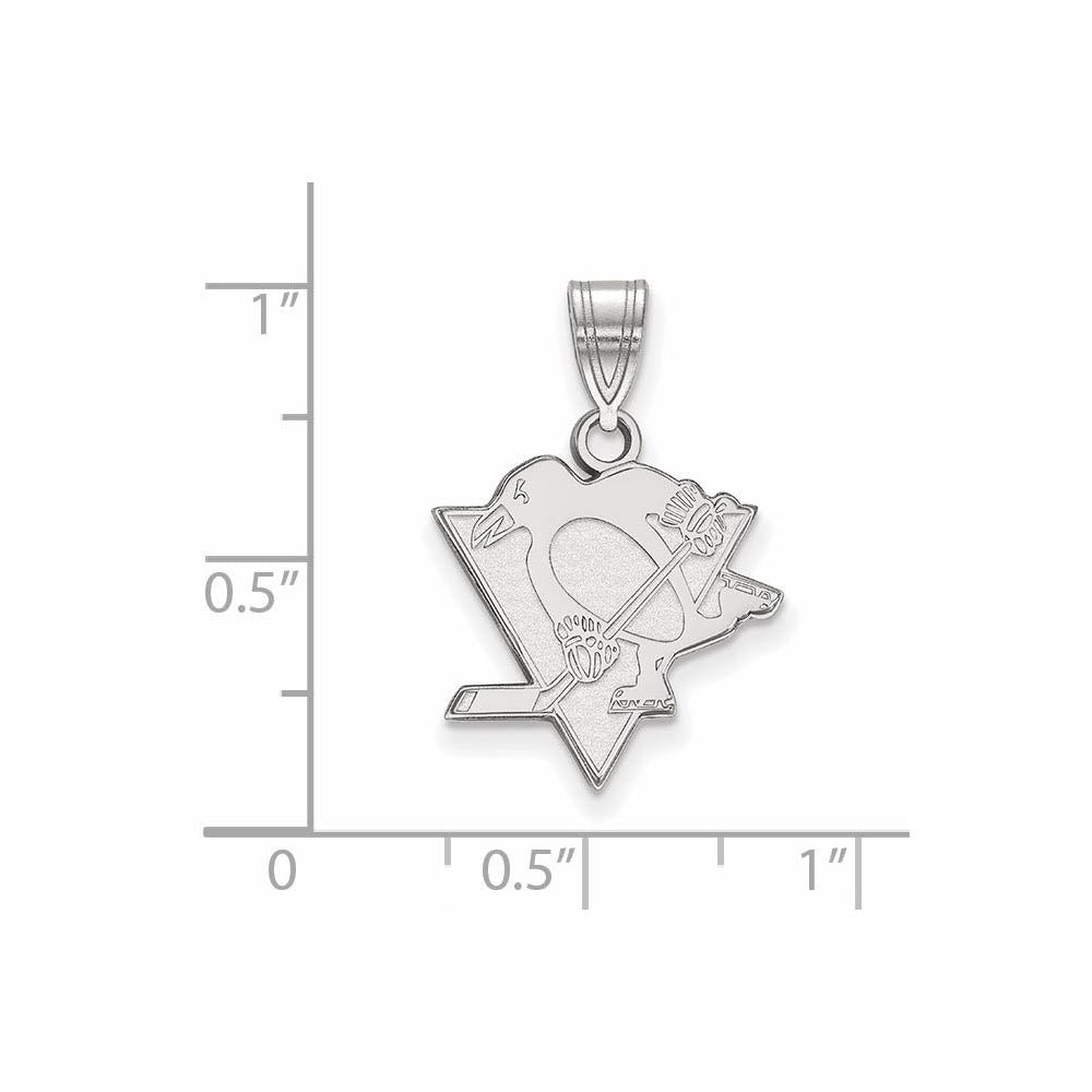 Alternate view of the Sterling Silver NHL Pittsburgh Penguins Medium Pendant by The Black Bow Jewelry Co.