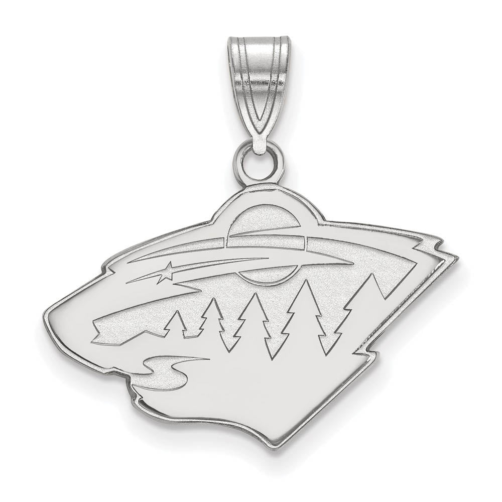 Sterling Silver NHL Minnesota Wild Medium Pendant, Item P30347 by The Black Bow Jewelry Co.