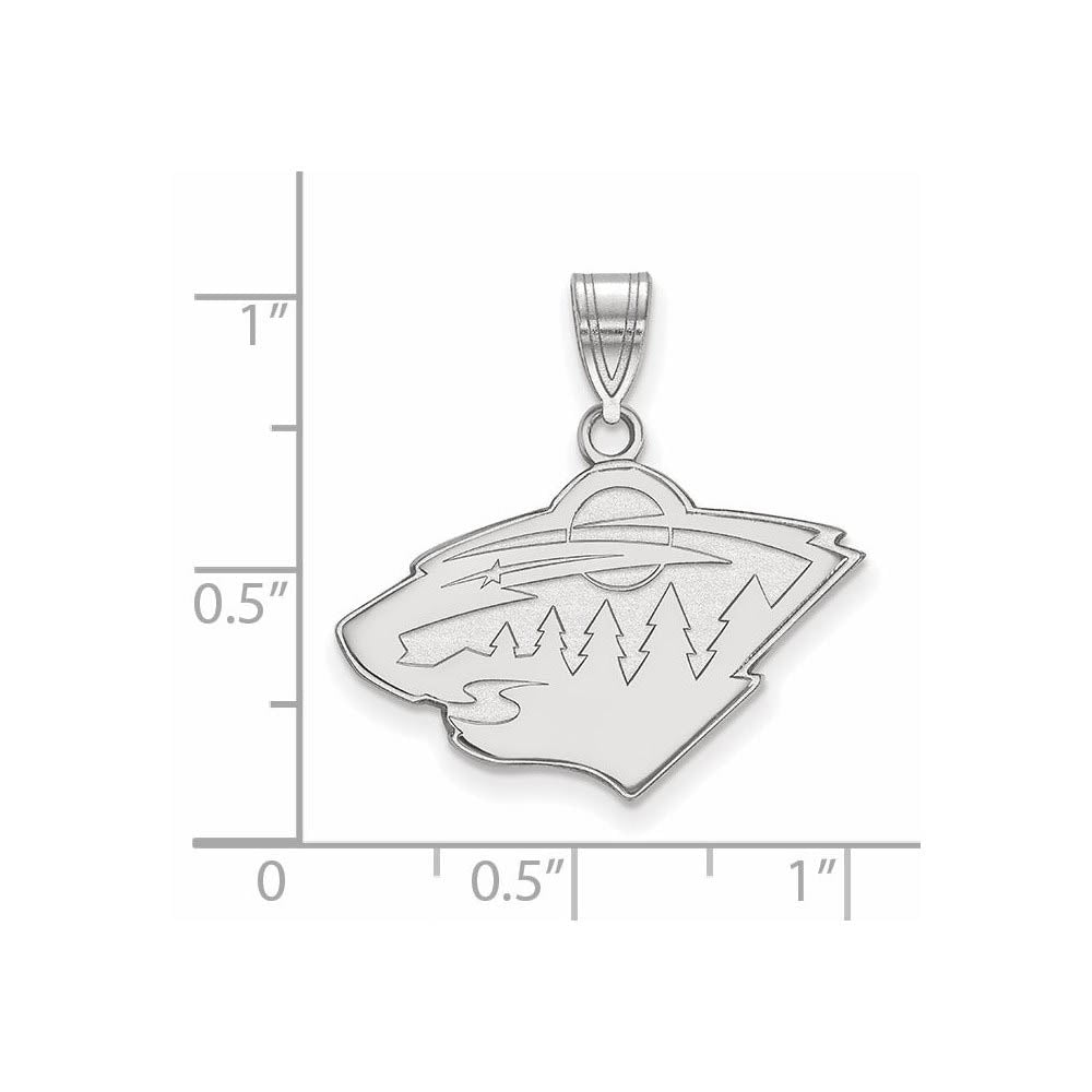 Alternate view of the Sterling Silver NHL Minnesota Wild Medium Pendant by The Black Bow Jewelry Co.