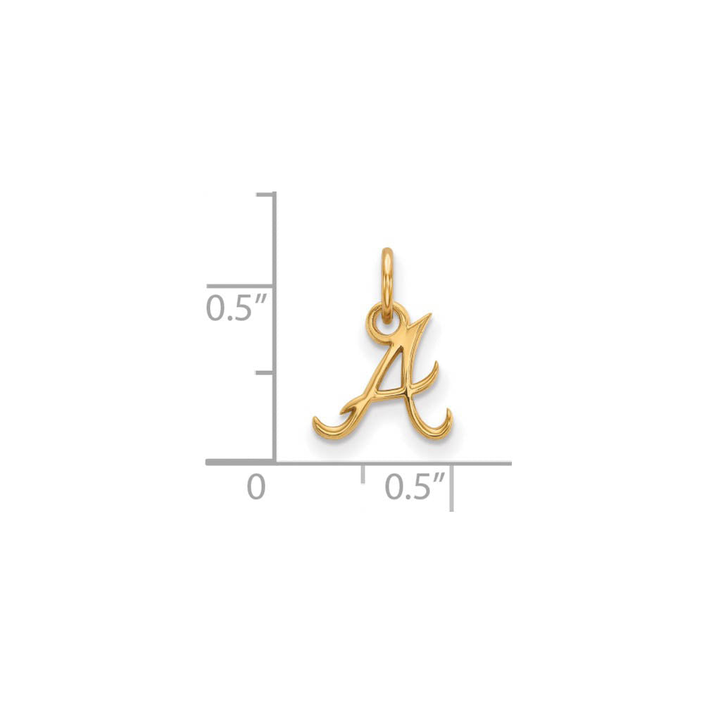 Alternate view of the 14K Yellow Gold MLB Atlanta Braves Initial A XS (Tiny) Charm by The Black Bow Jewelry Co.
