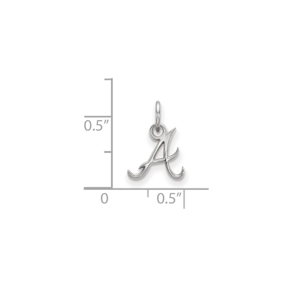 Alternate view of the Sterling Silver MLB Atlanta Braves XS Initial A Charm by The Black Bow Jewelry Co.