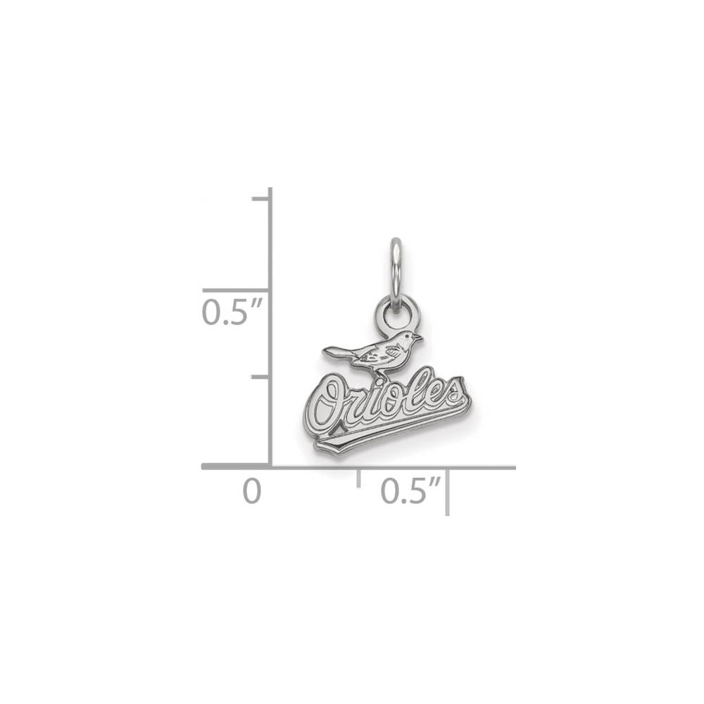Alternate view of the Sterling Silver MLB Baltimore Orioles XS Bird Script Charm by The Black Bow Jewelry Co.