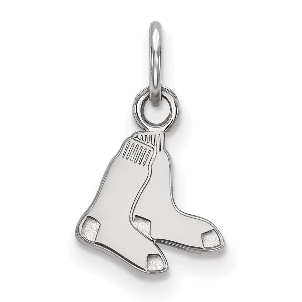 14K White Gold MLB Boston Red Sox XS (Tiny) Pair of Socks Charm, Item P30987 by The Black Bow Jewelry Co.