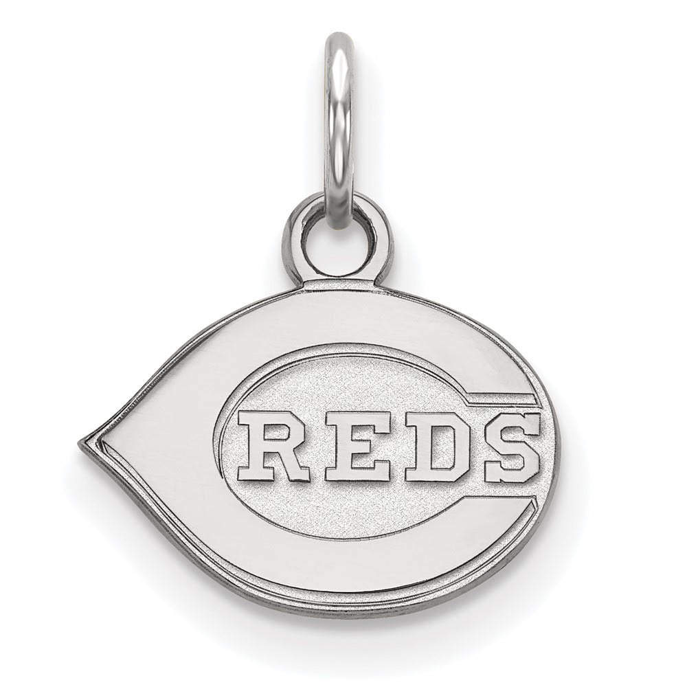 10K White Gold MLB Cincinnati Reds XS (Tiny) Charm, Item P31136 by The Black Bow Jewelry Co.