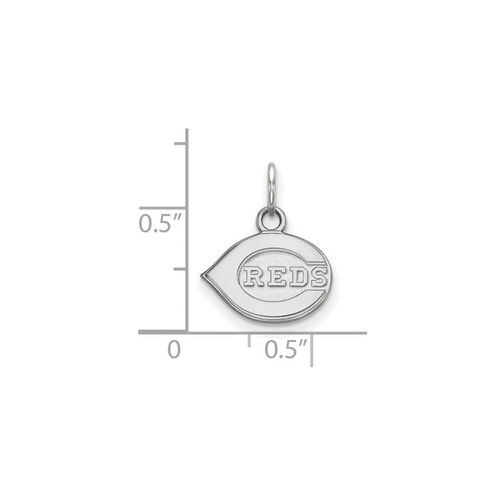 Alternate view of the 10K White Gold MLB Cincinnati Reds XS (Tiny) Charm by The Black Bow Jewelry Co.