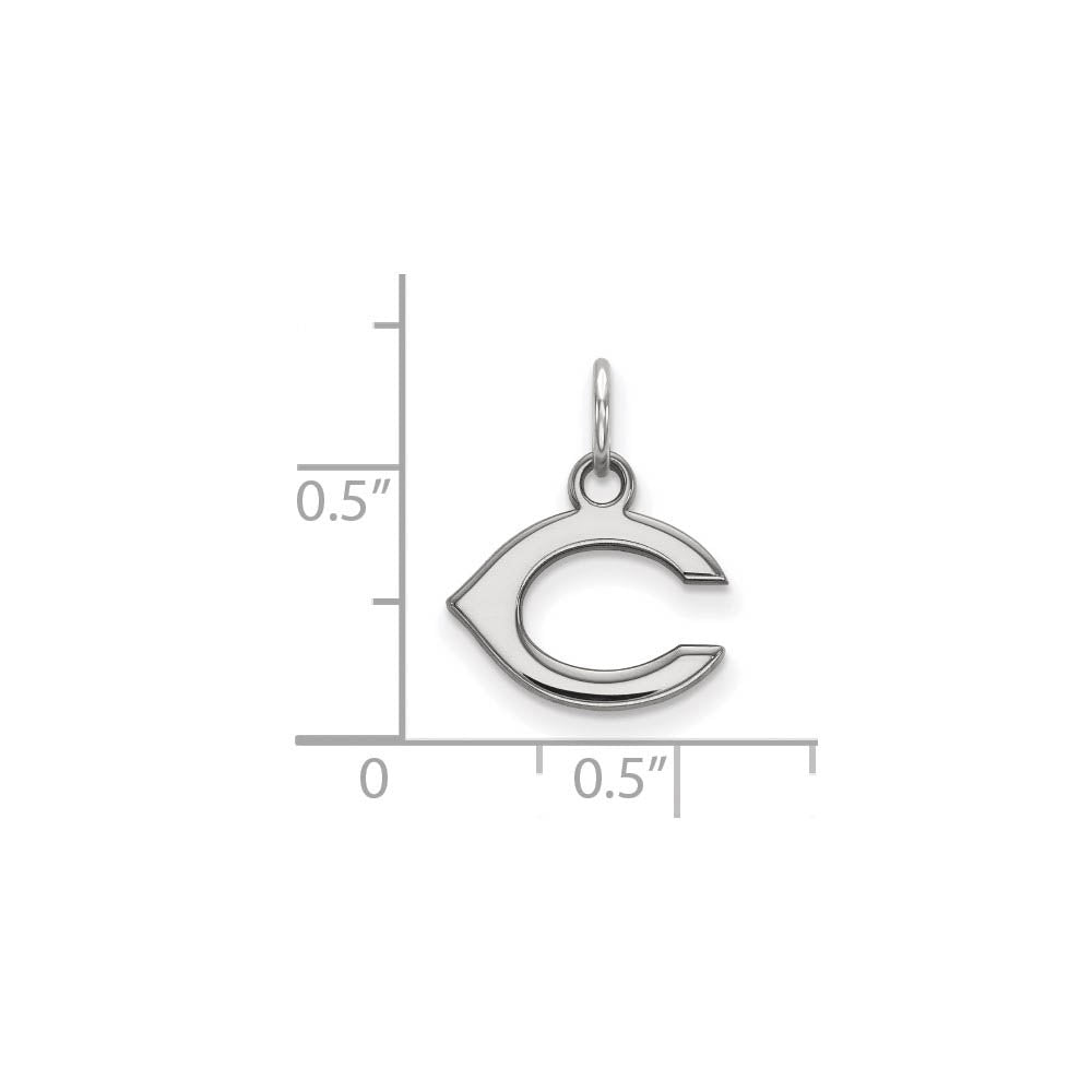 Alternate view of the Sterling Silver MLB Cincinnati Reds XS (Tiny) Letter C Charm by The Black Bow Jewelry Co.