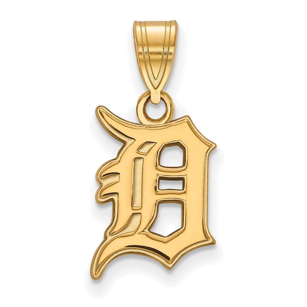 14K Gold Plated Silver MLB Detroit Tigers Letter D Medium Pendant, Item P31938 by The Black Bow Jewelry Co.