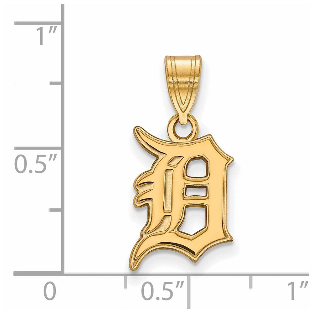 Alternate view of the 14K Gold Plated Silver MLB Detroit Tigers Letter D Medium Pendant by The Black Bow Jewelry Co.