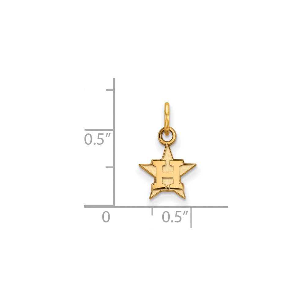Alternate view of the 10K Yellow Gold MLB Houston Astros XS (Tiny) H Star Charm by The Black Bow Jewelry Co.