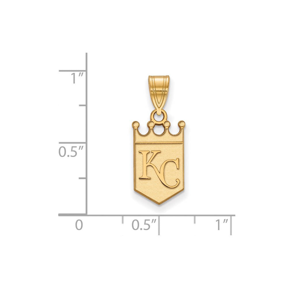 Alternate view of the 14K Yellow Gold MLB Kansas City Royals MD Crown Home Plate Pendant by The Black Bow Jewelry Co.