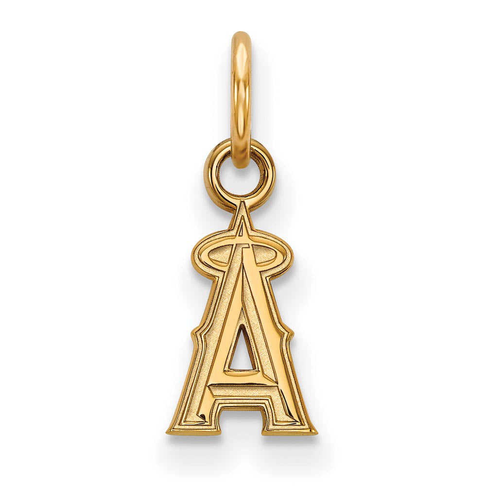 14K Yellow Gold MLB Los Angeles Angels XS (Tiny) Letter A Charm, Item P32134 by The Black Bow Jewelry Co.