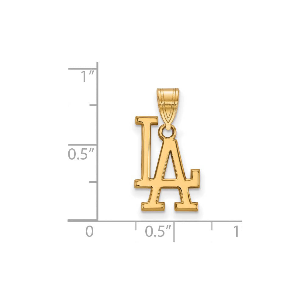 Alternate view of the 10K Yellow Gold MLB Los Angeles Dodgers L-A Medium Pendant by The Black Bow Jewelry Co.