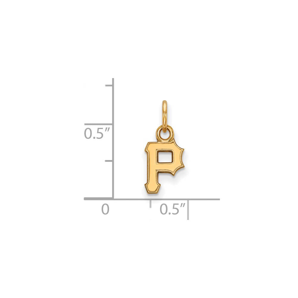 Alternate view of the 14K Gold Plated Silver MLB Pittsburgh Pirates XS (Tiny) Letter P Charm by The Black Bow Jewelry Co.
