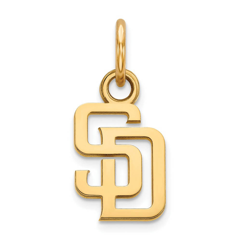 14K Gold Plated Silver MLB San Diego Padres Letters SD XS (Tiny) Charm, Item P32879 by The Black Bow Jewelry Co.