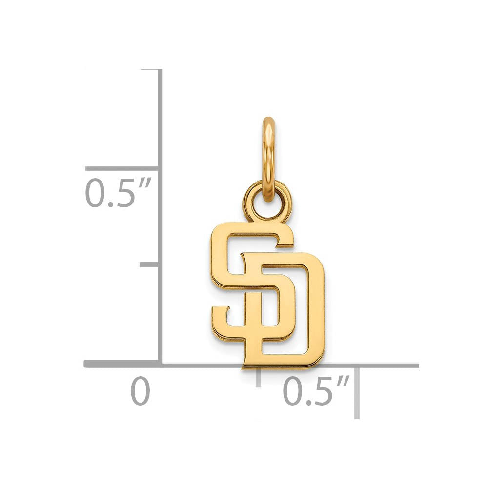 Alternate view of the 14K Gold Plated Silver MLB San Diego Padres Letters SD XS (Tiny) Charm by The Black Bow Jewelry Co.